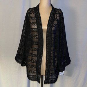 Danny and Nicole Mesh Kimono / Cardigan - Black